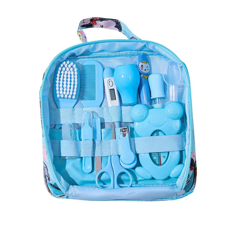 12 Pcs Baby Care Kit Kids Hair Nail Healthcare Thermometer Grooming Brush Kit Clipper Scissors Kid Toiletries