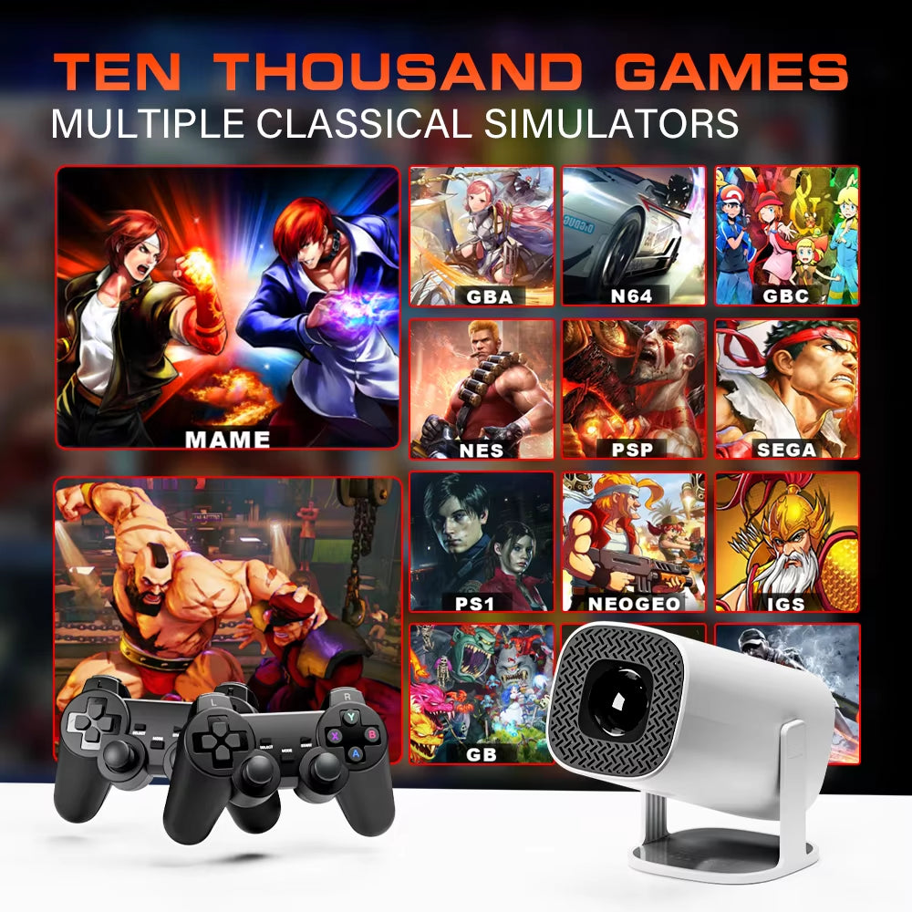 P30 Max Projector,Retro Video Game Consoles,Quad-Core 64 Bit ARM Cortex™-A53,1280*720P 150 ANSI, Android 11 Dual Wifi6 BT5.4