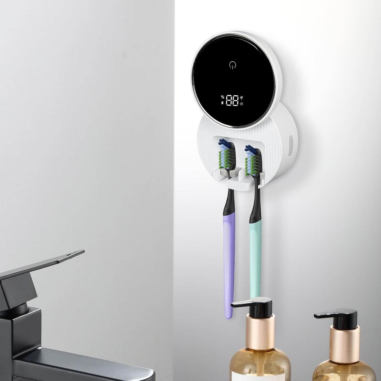 Soporte Desinfectante Para Cepillos De Dientes, Desinfectante UV, Soporte Para Cepillos De Dientes Portátil Con Funciones De Temporización, Soporte Para Cepillo De Dientes De Baño, Dos Cepillos De