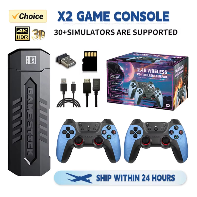 Nuevo X2 Game Stick 4K 3D HD Consola De Videojuegos Retro Controlador Inalámbrico TV Juego 256G 58000 Juegos Retro Regalo Para Niños