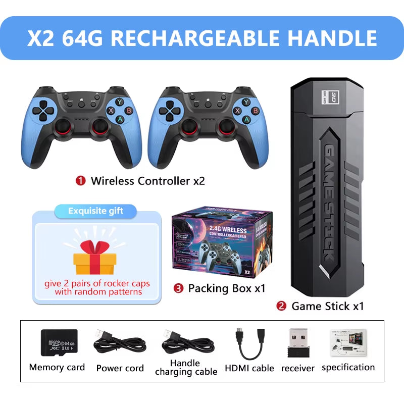 Nuevo X2 Game Stick 4K 3D HD Consola De Videojuegos Retro Controlador Inalámbrico TV Juego 256G 58000 Juegos Retro Regalo Para Niños