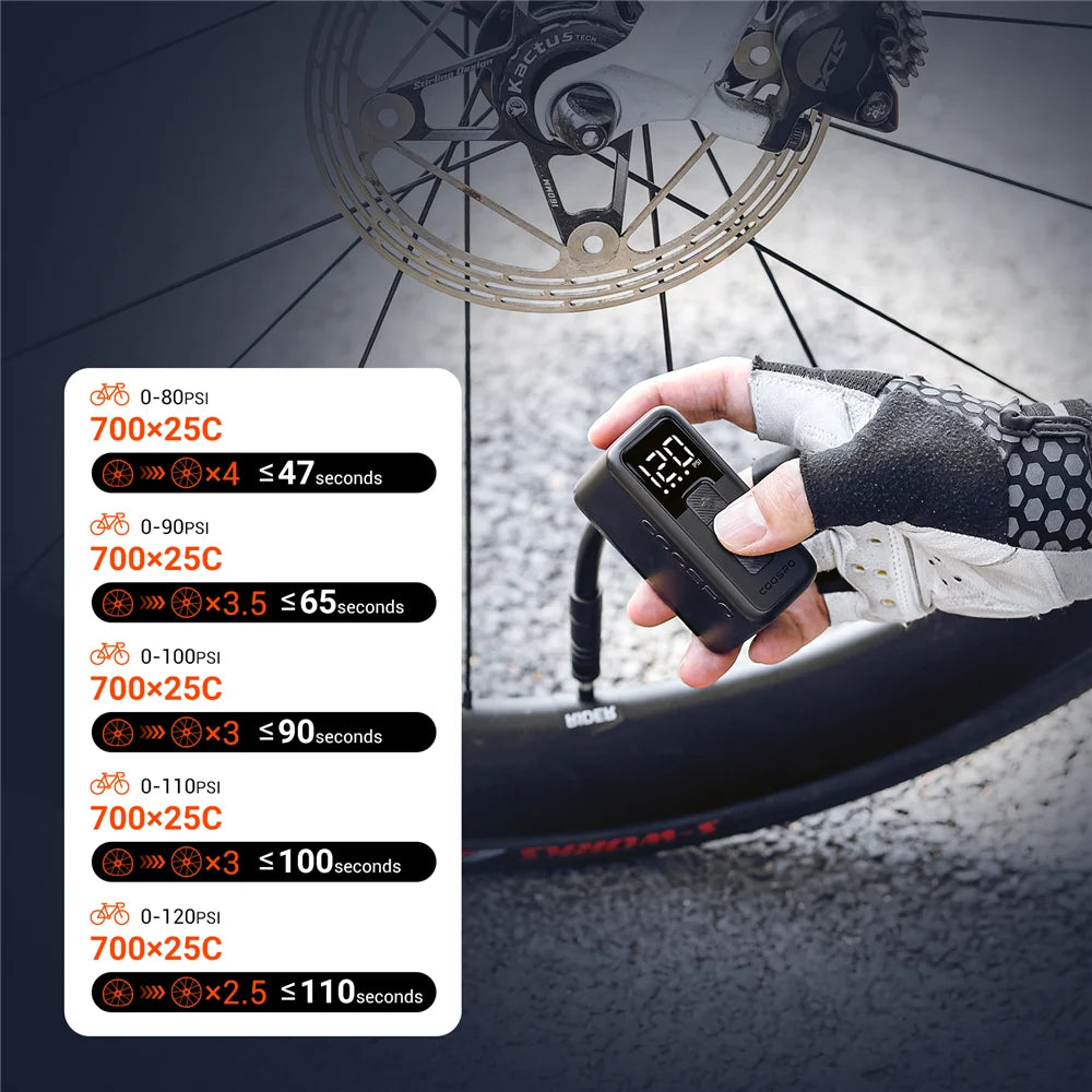 COOSPO X1 Bomba Eléctrica De Aire 120PSI Mini Bicicleta Inflador Digital 500Mah Portátil Recargable MTB Bicicleta Schrader Presta Válvula De Neumático