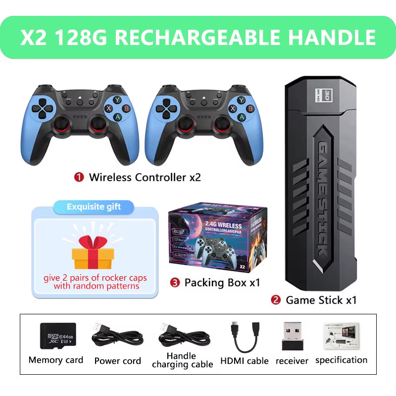 Nuevo X2 Game Stick 4K 3D HD Consola De Videojuegos Retro Controlador Inalámbrico TV Juego 256G 58000 Juegos Retro Regalo Para Niños