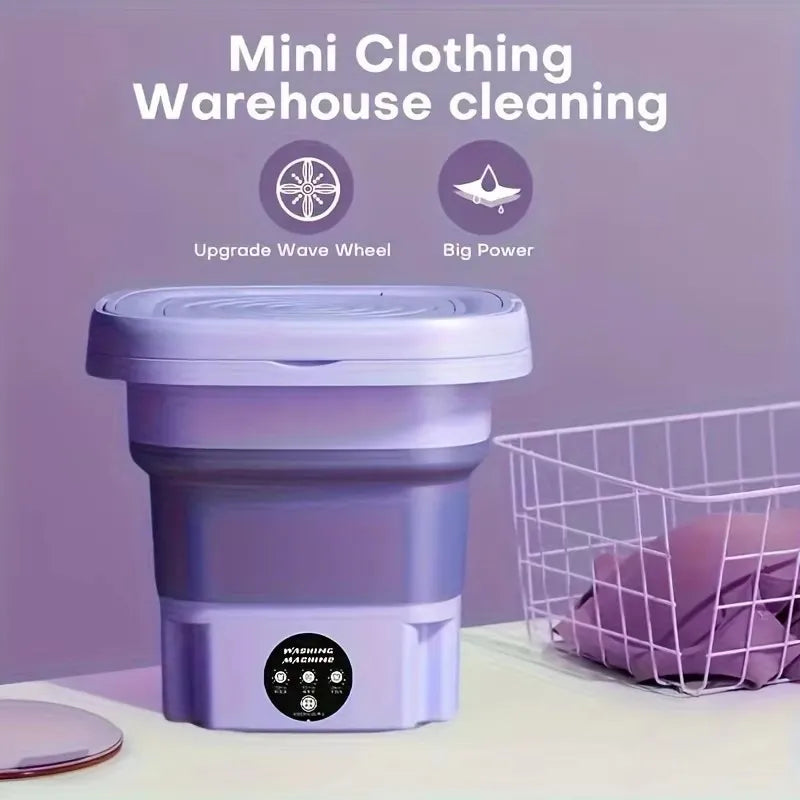 Lavadora Plegable Pequeña De 8L, Lavadora Portátil, Modos Automáticos, Ropa De Lavandería, Cubo De Lavandería