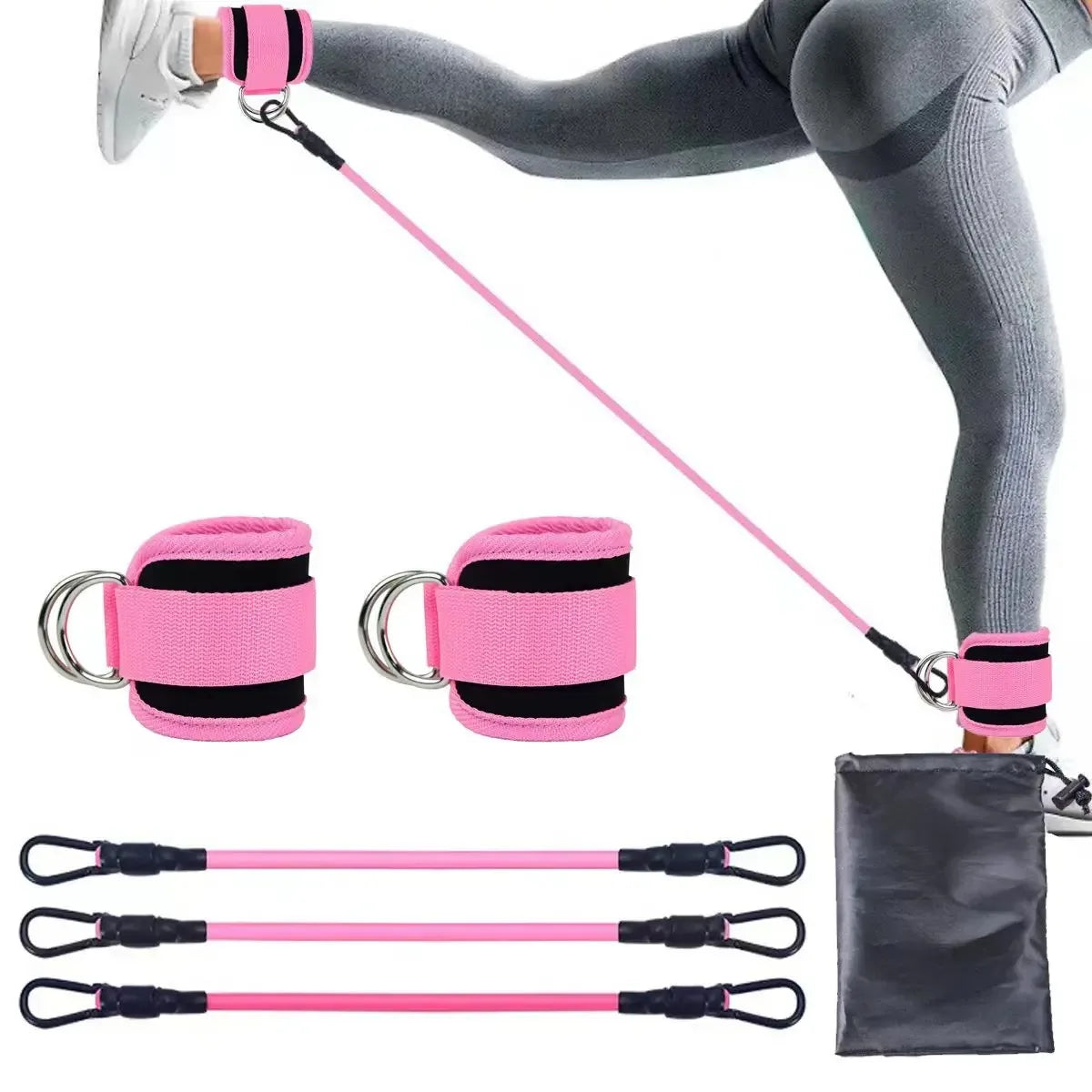 Correas De Tobillo, Juego De Cuerdas De Resistencia TPE, Puños De Soporte De Tobillo Para Máquinas De Cable De Gimnasio, Fitness, Yoga, Pilates, Crossfit, Deporte De Peso Para Mujeres