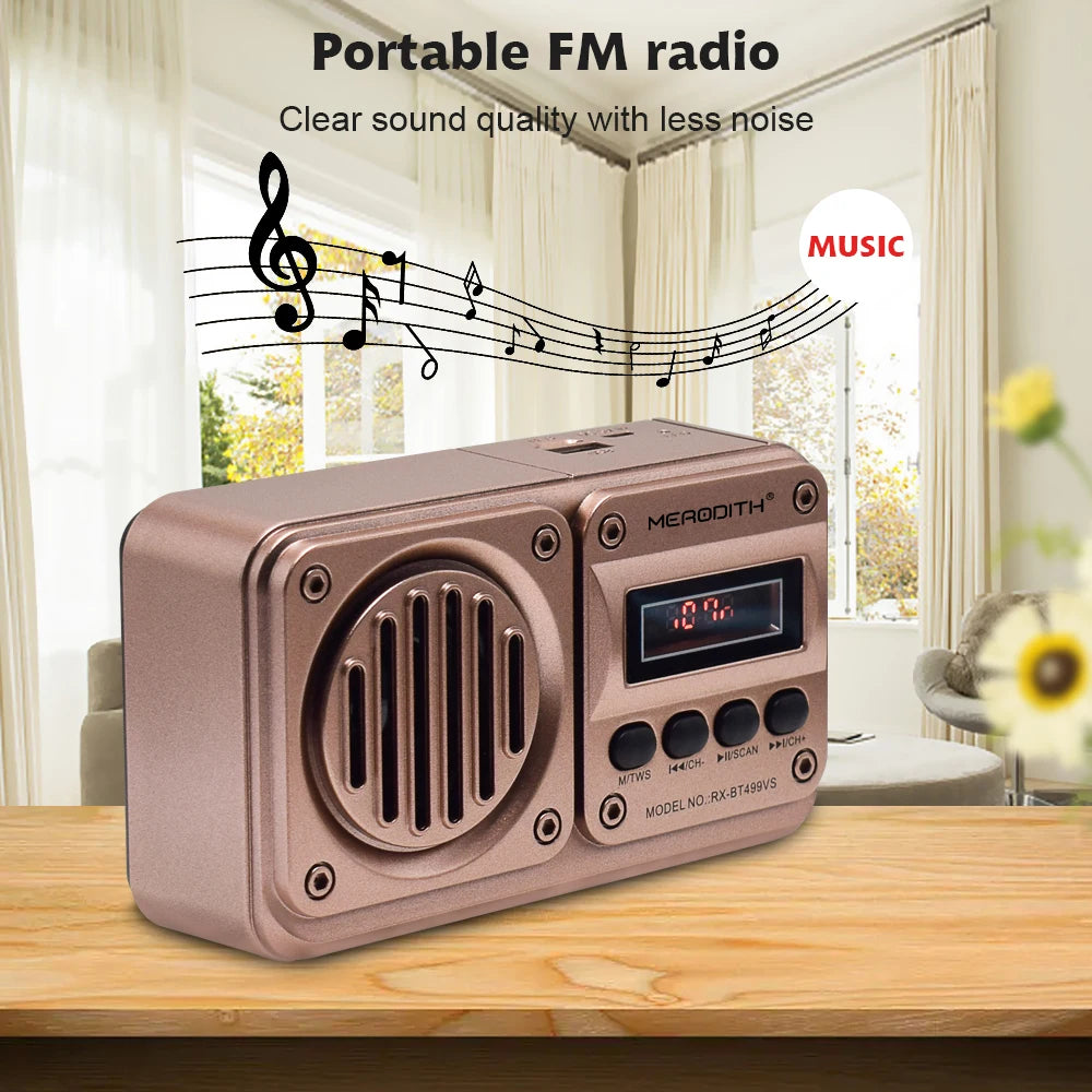 MD-499 Altavoz Bluetooth Inalámbrico Reproducción De MP3 Radio FM Carga Solar Cortes De Energía De Emergencia Radio Banda Completa Alta Sensibilidad