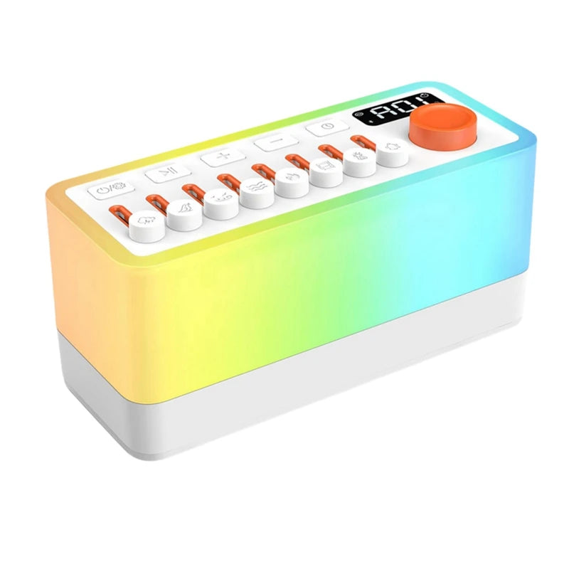 Abno-White Noise Sleep Sound Machine with 8 Nature Sounds, Portable Bluetooth Speaker, 12 Colors Night Lights