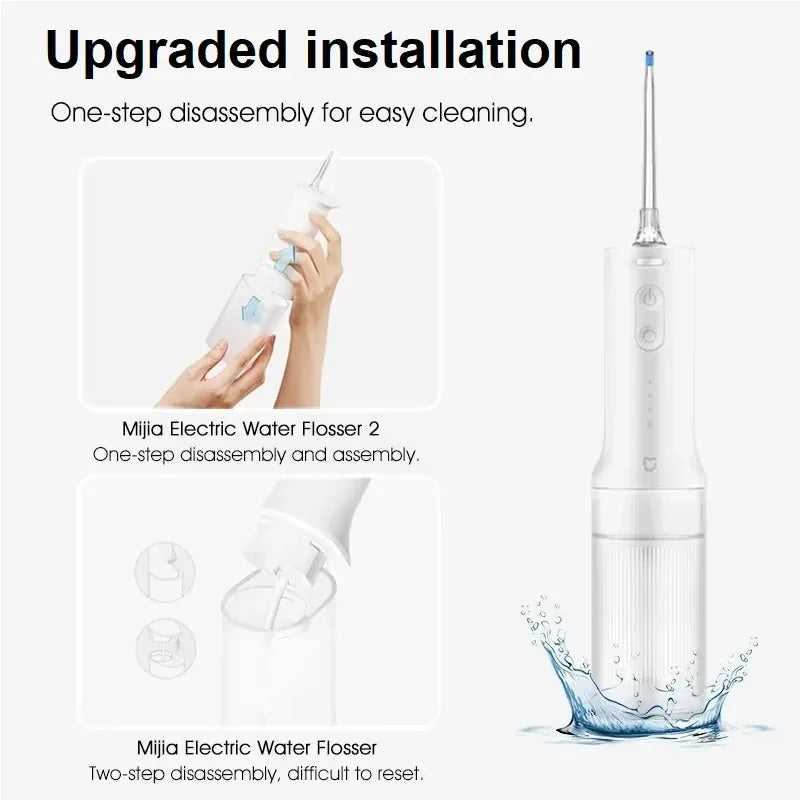 Nuevo Irrigador Oral XIAOMI Mijia 2, Hilo Dental Eléctrico Portátil, Carga Tipo C De 200Ml, 3 Modos Para Limpieza De Dientes/Goma, 2 Boquillas