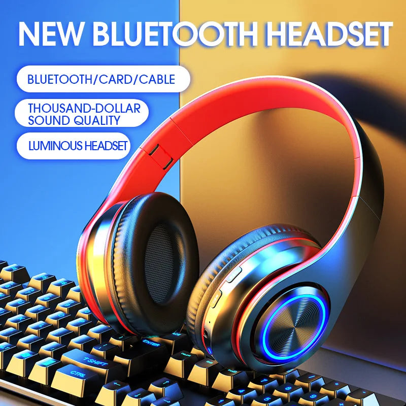B39 Headphone with Wireless Bluetooth Colorful Light Pluggable Card Game Music Movement Bluetooth Headset