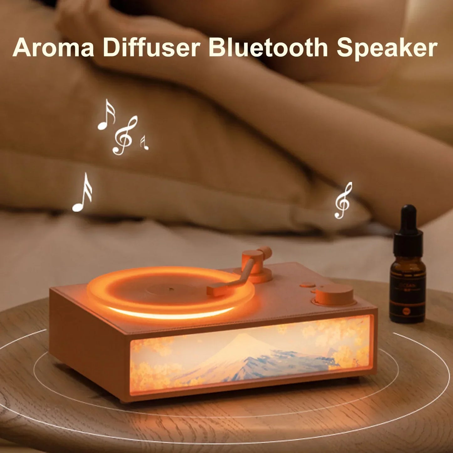 Difusor De Aceites Esenciales Altavoces Bluetooth Altavoz Bluetooth De Vinilo Retro Vintage Altavoz Portátil Con Audio Ligero De Ilustración