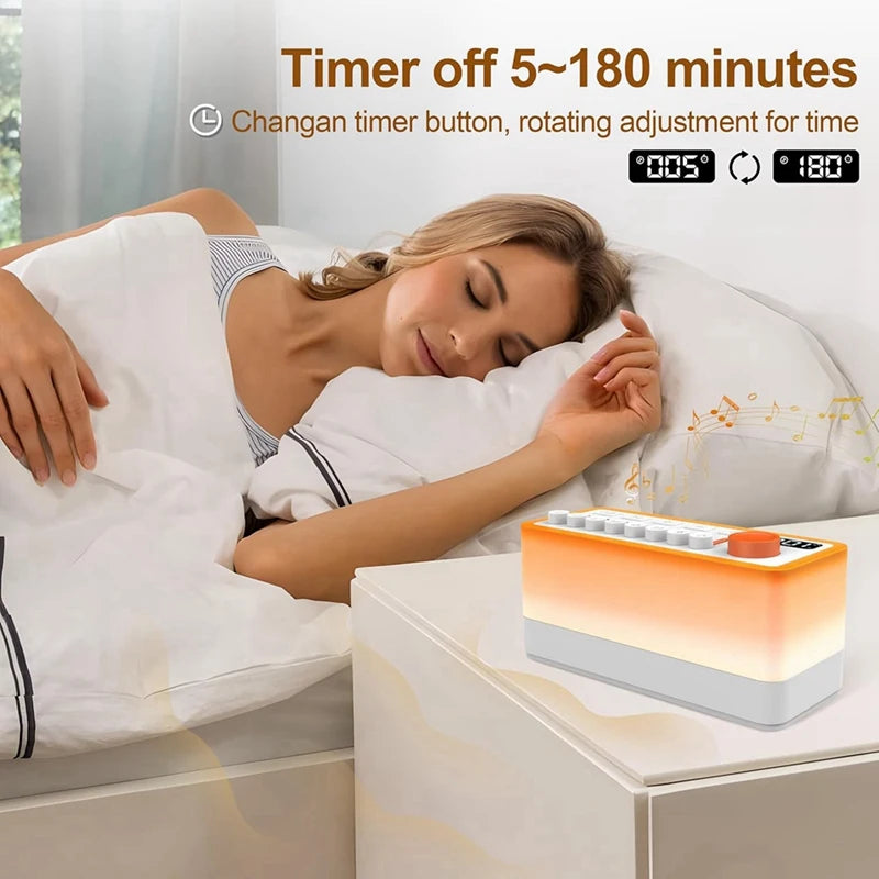 Abno-White Noise Sleep Sound Machine with 8 Nature Sounds, Portable Bluetooth Speaker, 12 Colors Night Lights