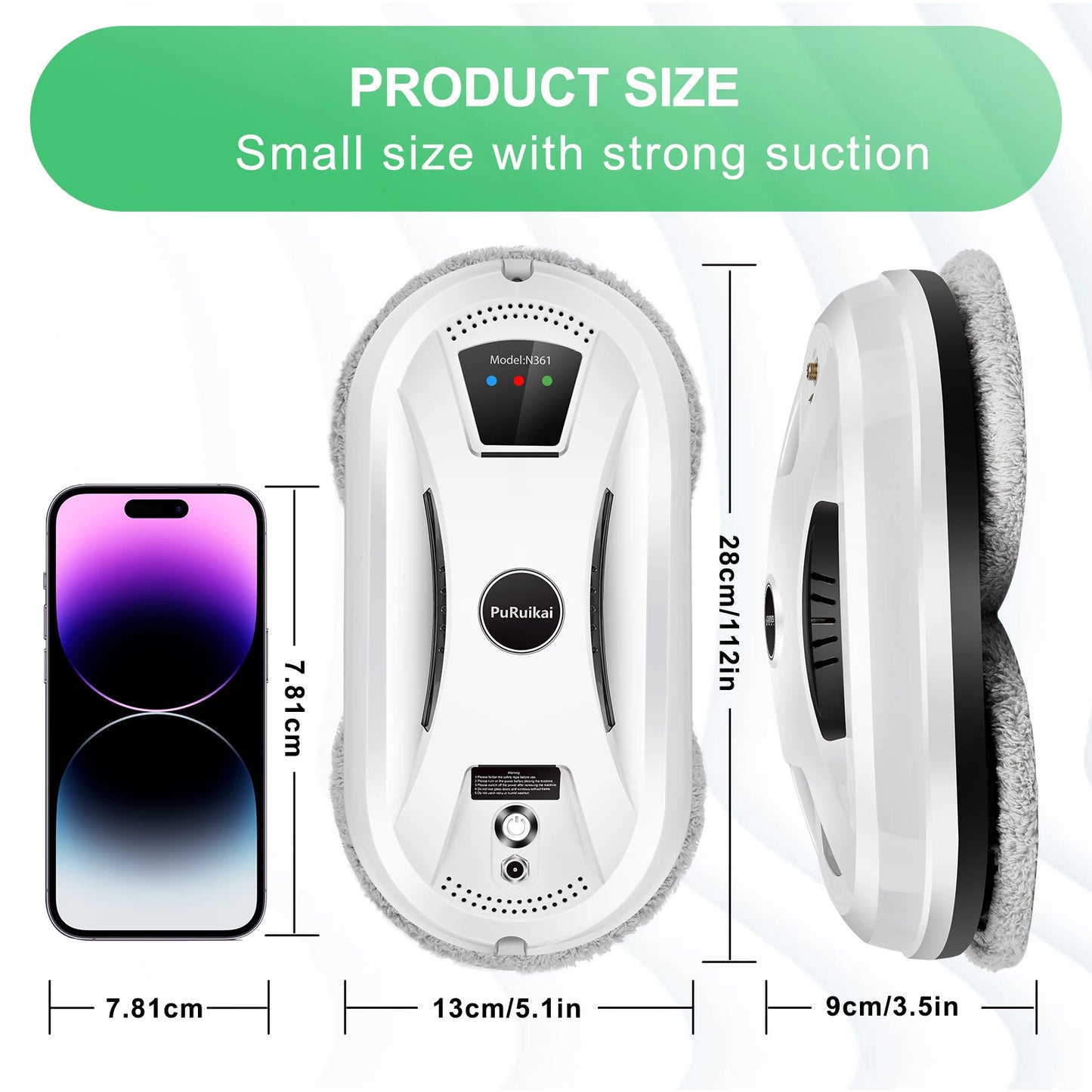 Puruikai-Robot De Limpieza De Ventanas Para El Hogar, Aspirador De Vidrio Inteligente, Máquina De Limpieza De Paredes De Vidrio Con Una Sola Tecla