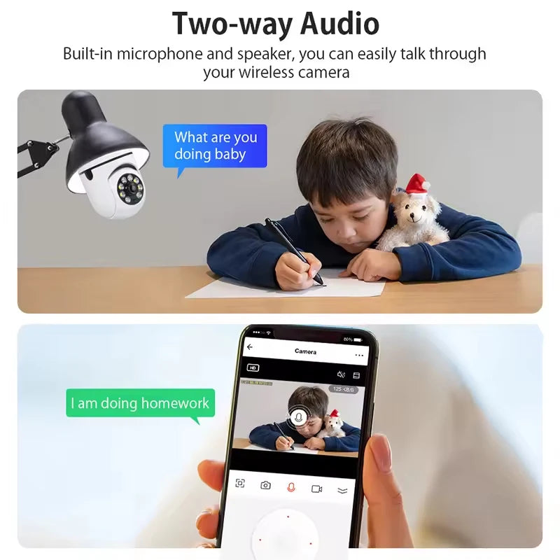 Cámara IP Wifi 4G, Cámara Con Bombilla E27, Monitor De Bebé Inalámbrico De 3MP, Seguimiento IA, Videovigilancia De Seguridad, Cámara Para Mascotas Smartlife Para Interiores