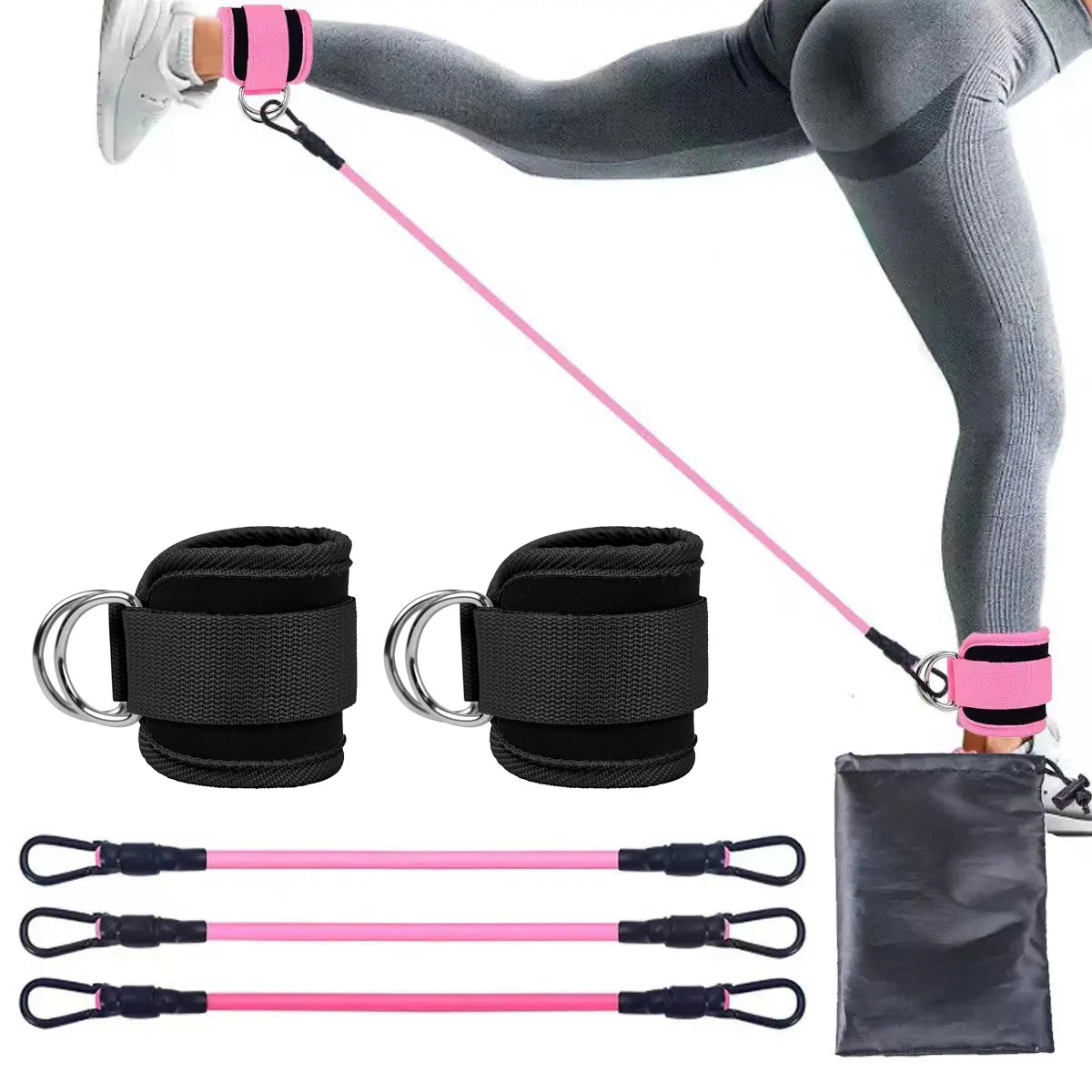 Correas De Tobillo, Juego De Cuerdas De Resistencia TPE, Puños De Soporte De Tobillo Para Máquinas De Cable De Gimnasio, Fitness, Yoga, Pilates, Crossfit, Deporte De Peso Para Mujeres