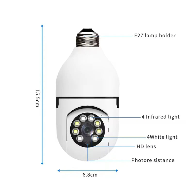 Cámara IP Wifi 4G, Cámara Con Bombilla E27, Monitor De Bebé Inalámbrico De 3MP, Seguimiento IA, Videovigilancia De Seguridad, Cámara Para Mascotas Smartlife Para Interiores