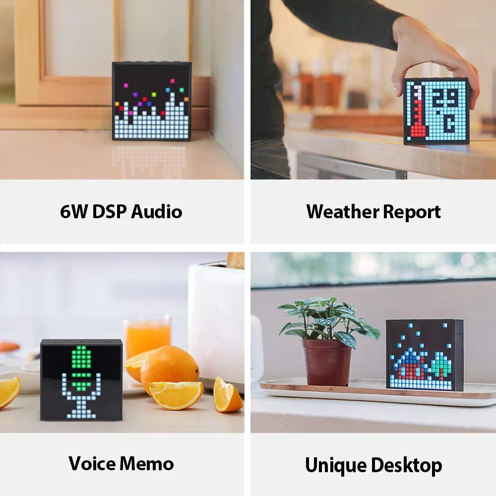 Divoom Timebox Evo Altavoces Bluetooth Inalámbricos Con Reloj Alarma Pantalla LED Programable Para Creación De Pixel Art Regalo Único