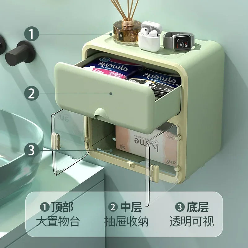 Strictly Selected Non-Punching Sanitary Tissue Box Wall-Mounted Roll Paper Pumping Carton Waterproof Storage Box Bathroom Rack