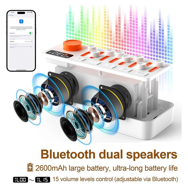 Abno-White Noise Sleep Sound Machine with 8 Nature Sounds, Portable Bluetooth Speaker, 12 Colors Night Lights