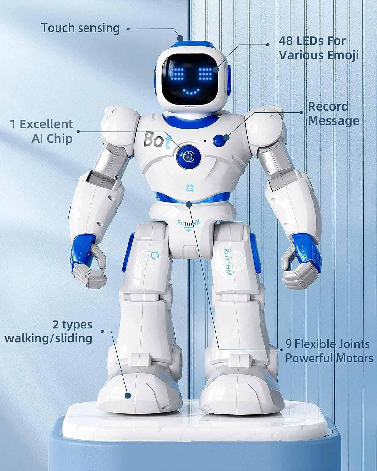 Robot Inteligente Para Niños, Robot De Control Remoto Programable Interactivo Grande Con Control Por Voz, Control De Aplicaciones