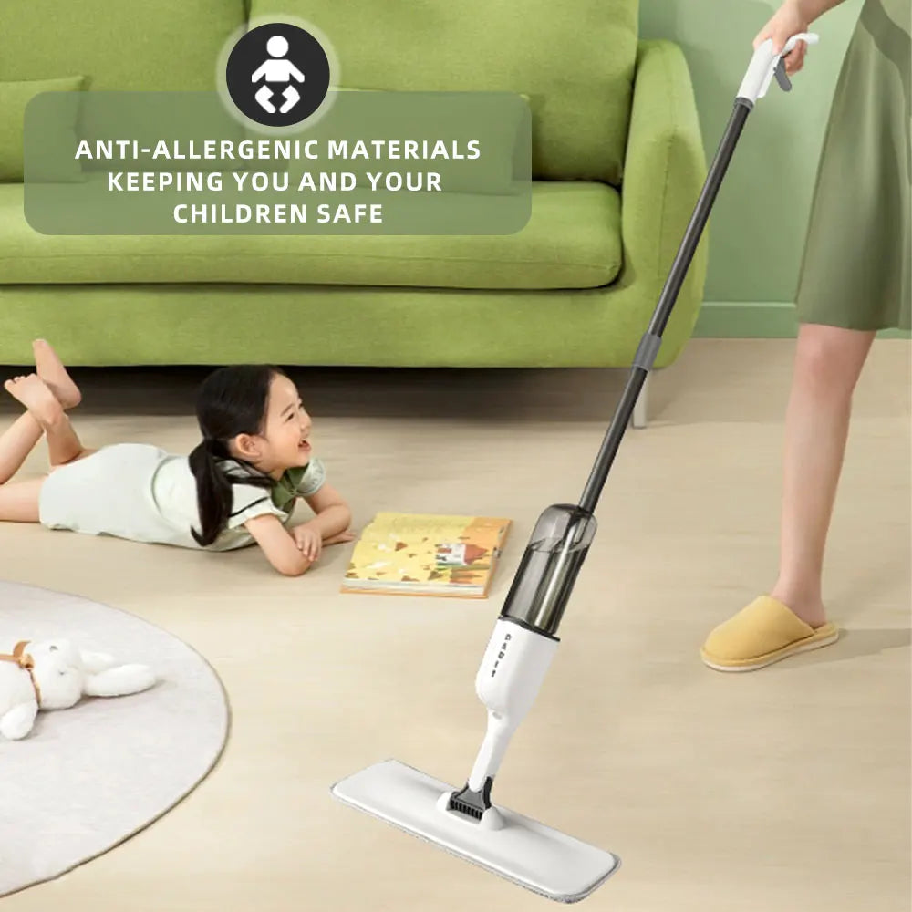 DARIS Spray Flat Mop with Reusable Microfibers Pads 360° Rotation Floor Cleaning Mop 500ML Big Capacity Square Triangle Bottle