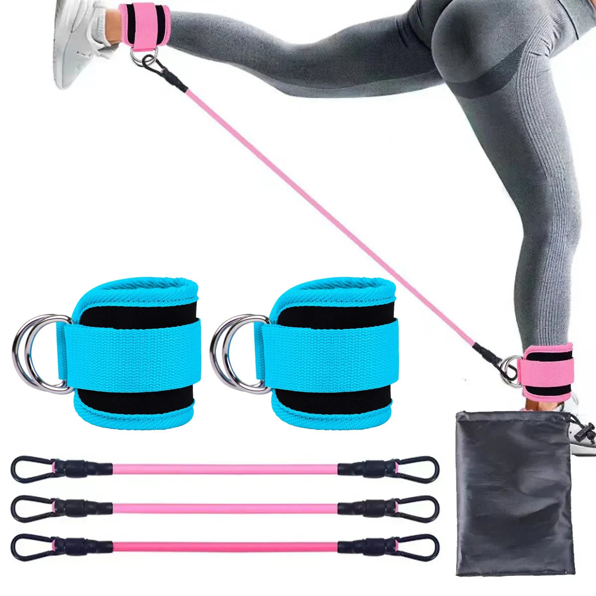 Correas De Tobillo, Juego De Cuerdas De Resistencia TPE, Puños De Soporte De Tobillo Para Máquinas De Cable De Gimnasio, Fitness, Yoga, Pilates, Crossfit, Deporte De Peso Para Mujeres