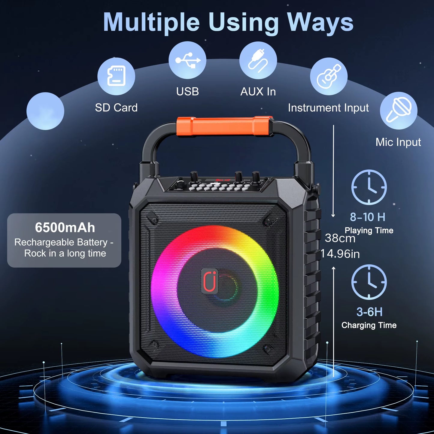 La Máquina De Karaoke Fanfun T17 Viene Con 2 Micrófonos De Karaoke Inalámbricos, Altavoz Bluetooth Portátil, Sistema De Karaoke Doméstico 0K