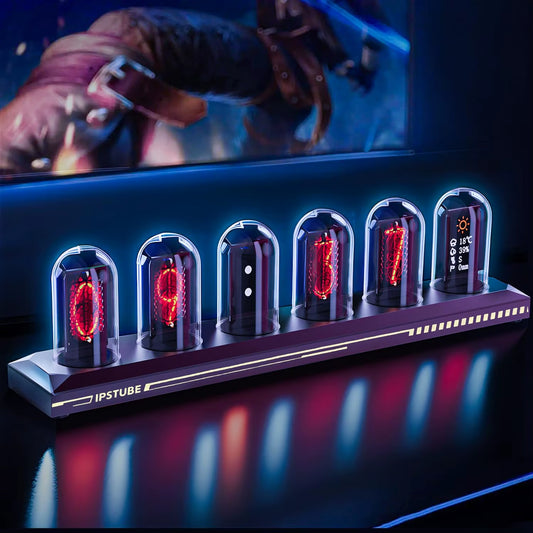 Reloj De Tubo Nixie RGB Alimentado Por USB Con Pantalla a Color IPS, Despertador Ovalado De Aluminio Eléctrico Con Cable Y Puerto De Carga, Marco De Metal