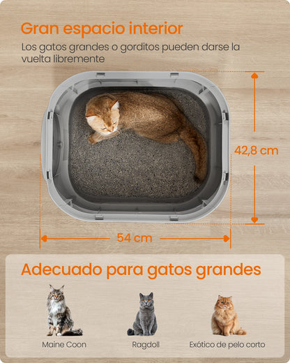 Feandrea Arenero Cerrado Para Gatos, Caja De Arena Para Gatos XXL, Con Tapa, Bandeja Extraíble, Recogedor, Cepillo, Gatos Grandes, Menos Rastro, Antipérdida, Gris Paloma Y Gris Pizarra /Avena Y Gris Cálido