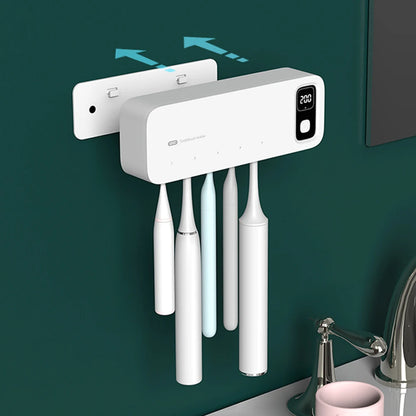 Esterilizador De Cepillo De Dientes UV, Soporte De Cepillo De Dientes Montado En La Pared De Secado Rápido Recargable Con Pantalla LED Para Baño