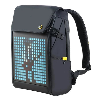Mochila Pixoo M Portátil Para Hombre, Mochila Impermeable De 15 Pulgadas, Bolsa Para Ordenador Portátil, Mochila Con Pantalla LED De 16 × 16RGB, Viaje, Negro