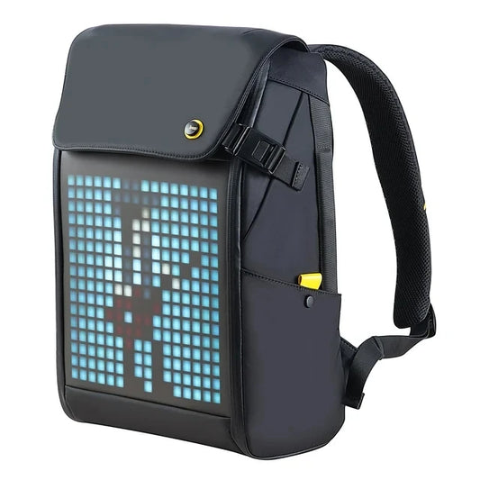 Mochila Pixoo M Portátil Para Hombre, Mochila Impermeable De 15 Pulgadas, Bolsa Para Ordenador Portátil, Mochila Con Pantalla LED De 16 × 16RGB, Viaje, Negro