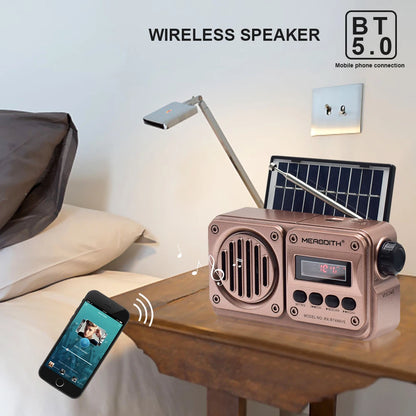MD-499 Altavoz Bluetooth Inalámbrico Reproducción De MP3 Radio FM Carga Solar Cortes De Energía De Emergencia Radio Banda Completa Alta Sensibilidad