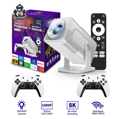 Nuevo HCS350 MAX Portátil HD Video Consolas De Juegos Retro 10000 Android 11 LCD Proyector Video Wifi Inalámbrico Gamepad 3D Home Theater