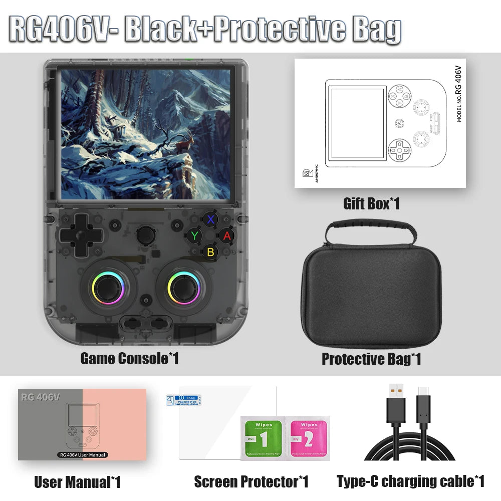 Anbernic-Consola De Juegos Retro RG406V, Android 13, Unisoc T820, Reproductor De Juegos De 64 Bits, Pantalla Táctil IPS De 4,0 Pulgadas, 5500Mah, 5G, Wifi, Bluetooth
