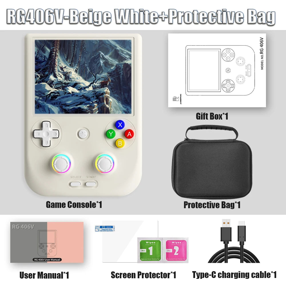 Anbernic-Consola De Juegos Retro RG406V, Android 13, Unisoc T820, Reproductor De Juegos De 64 Bits, Pantalla Táctil IPS De 4,0 Pulgadas, 5500Mah, 5G, Wifi, Bluetooth