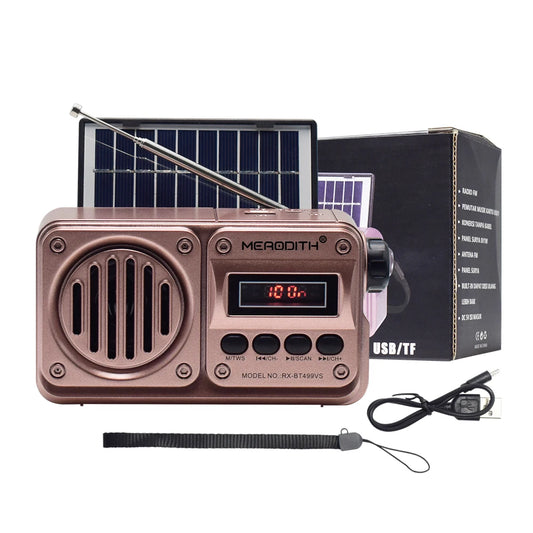 MD-499 Altavoz Bluetooth Inalámbrico Reproducción De MP3 Radio FM Carga Solar Cortes De Energía De Emergencia Radio Banda Completa Alta Sensibilidad