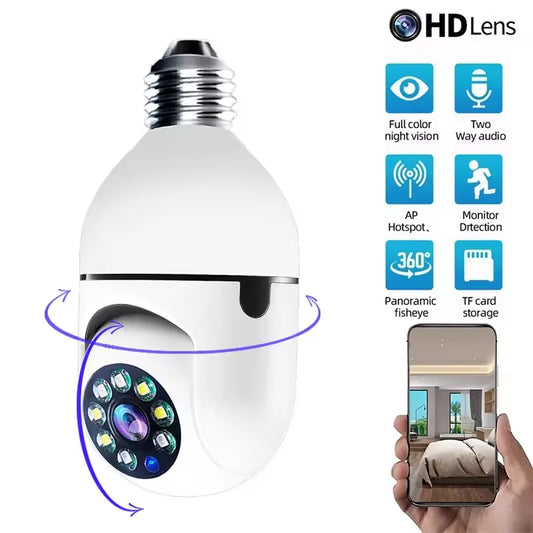 Cámara IP Wifi 4G, Cámara Con Bombilla E27, Monitor De Bebé Inalámbrico De 3MP, Seguimiento IA, Videovigilancia De Seguridad, Cámara Para Mascotas Smartlife Para Interiores