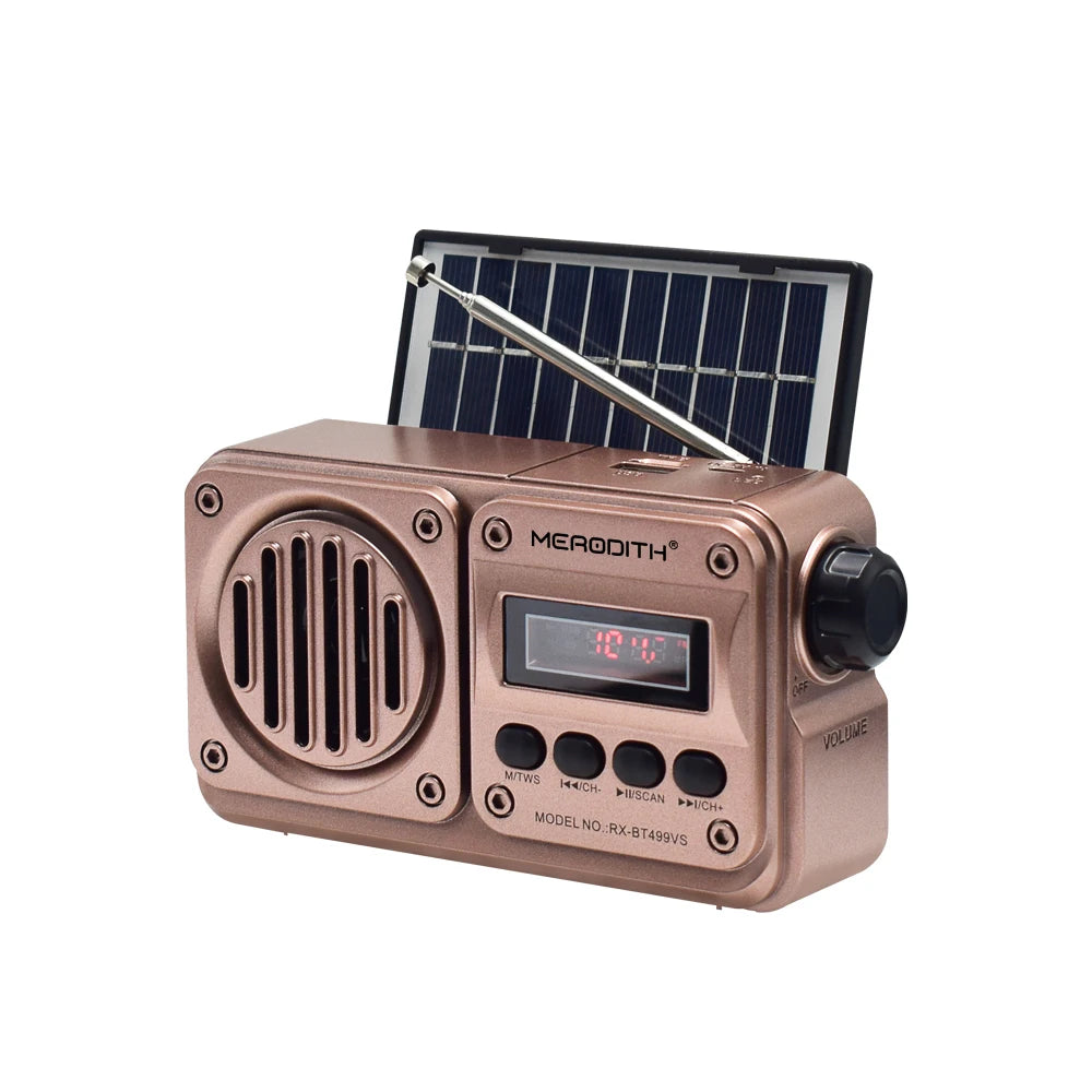 MD-499 Altavoz Bluetooth Inalámbrico Reproducción De MP3 Radio FM Carga Solar Cortes De Energía De Emergencia Radio Banda Completa Alta Sensibilidad