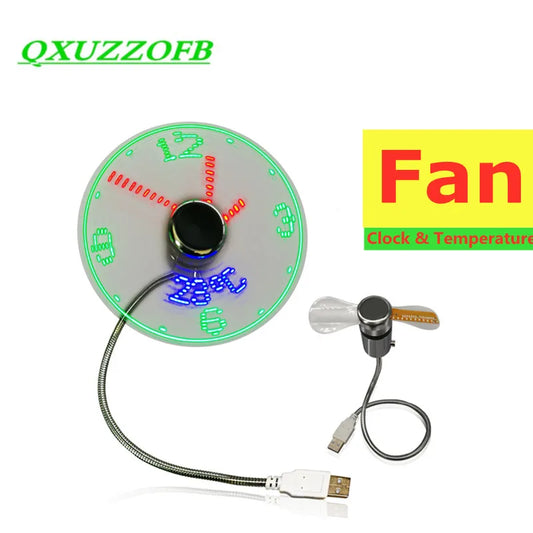 Ventiladores USB Con Pantalla De Tiempo Y Temperatura, Mini Ventilador Con Luz LED, Dispositivos USB, Portátiles, PC, Regalo Creativo, Envío Directo, Nuevos Productos