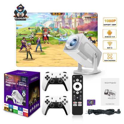 Nuevo HCS350 MAX Portátil HD Video Consolas De Juegos Retro 10000 Android 11 LCD Proyector Video Wifi Inalámbrico Gamepad 3D Home Theater