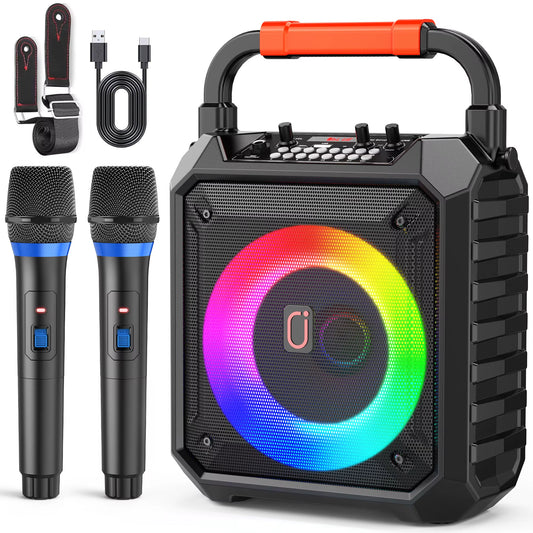 La Máquina De Karaoke Fanfun T17 Viene Con 2 Micrófonos De Karaoke Inalámbricos, Altavoz Bluetooth Portátil, Sistema De Karaoke Doméstico 0K