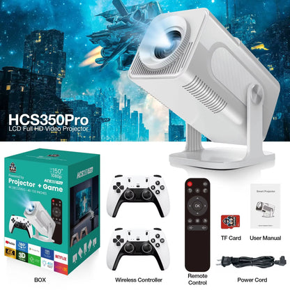 HCS350 Pro Consolas De Juegos Proyector WIFI Portátil Inteligente Proyector Quad Core ARM Cortex-A53 Compatible Con GB PS1 PSP NES SFC Juegos